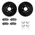 Dynamic Friction Co 8512-80076, Rotors-Drilled and Slotted-Black w/ 5000 Advanced Brake Pads incl. Hardware, Zinc Coated 8512-80076